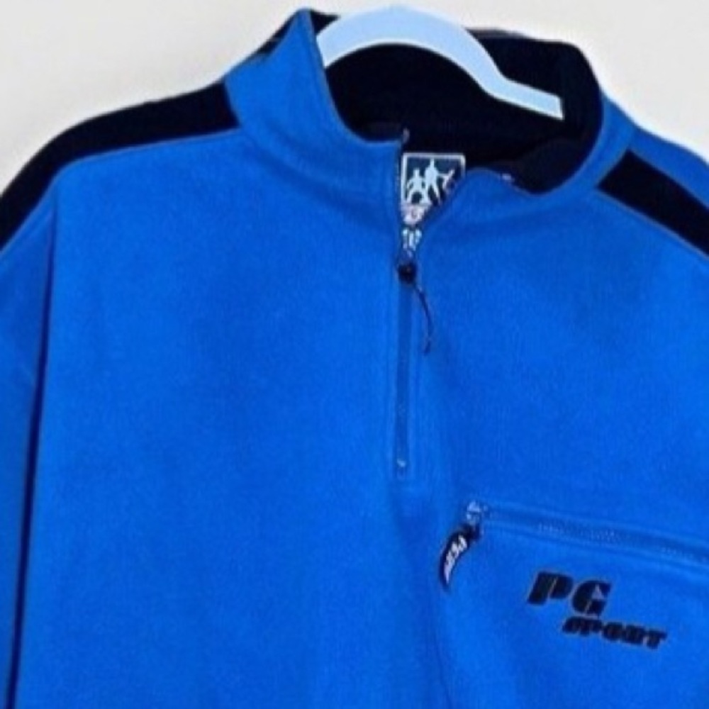 PG Sport Blue Black Quarter Zip Fleece Pullover Retro Y2K Inspired Athleisure XL